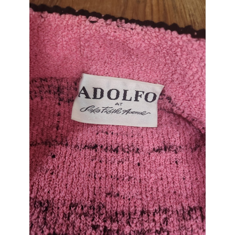 Adolpho Pink and Black Wool Plaid Jacket Gold Buttons Vtg Sweater Med Union Made - Picture 13 of 16
